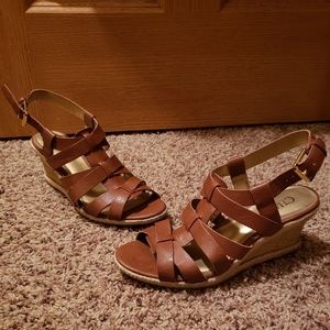 NWOT Brown Summer Wedge Sandals
